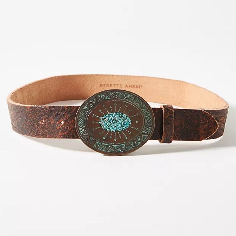 NWT Anthropologie Streets Ahead “Madison” Western Leather Belt – Size L